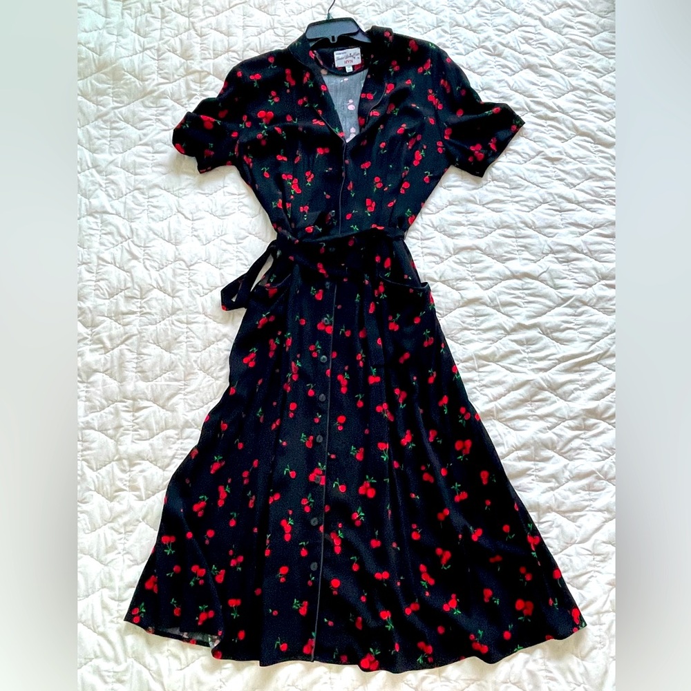 HVN new without tags never worn, front buttons, A-line, cherries dress